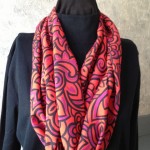 Red Patterned Straight Grain Fabric Infinity Scarf