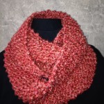 red knit double loop scarf