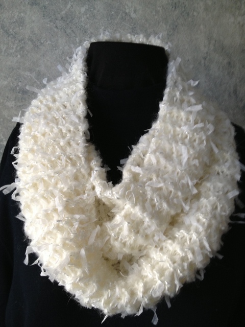 White Knit Double Loop Scarf